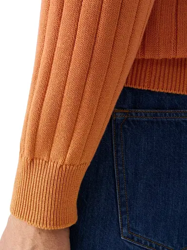 Eton Men's Knit Crewneck Sweater - Orange | Thumbnail 5 Eton Men's Knit Crewneck Sweater - Orange | Thumbnail 5