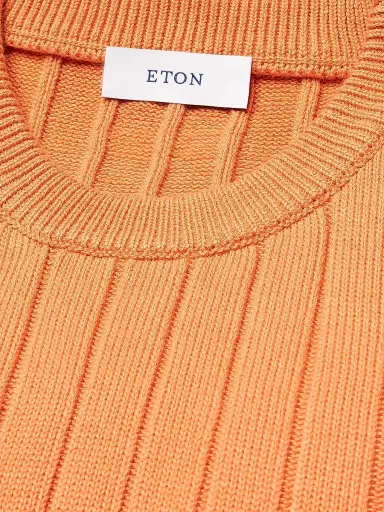 Eton Men's Knit Crewneck Sweater - Orange | Thumbnail 6 Eton Men's Knit Crewneck Sweater - Orange | Thumbnail 6