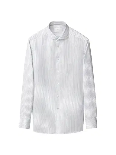 Eton Men's Contemporary-Fit Stripe Cotton-Linen Shirt - Brown - Size 17.5 | Thumbnail 2 Eton Men's Contemporary-Fit Stripe Cotton-Linen Shirt - Brown - Size 17.5 | Thumbnail 2