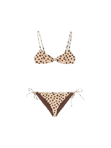 Valentino Garavani Women's Lycra Swimsuit in Plus De Pois Dalmata Polka Dot - Beige Chocolate | Thumbnail 1 Valentino Garavani Women's Lycra Swimsuit in Plus De Pois Dalmata Polka Dot - Beige Chocolate | Thumbnail 1