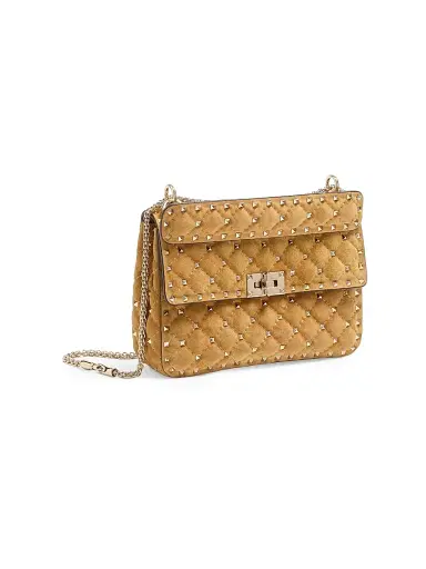 Valentino Garavani Women's Rockstud Spike Suede Shoulder Bag - Havana Beige | Thumbnail 2 Valentino Garavani Women's Rockstud Spike Suede Shoulder Bag - Havana Beige | Thumbnail 2