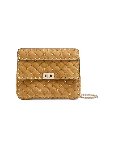 Valentino Garavani Women's Rockstud Spike Suede Shoulder Bag - Havana Beige | Thumbnail 1 Valentino Garavani Women's Rockstud Spike Suede Shoulder Bag - Havana Beige | Thumbnail 1