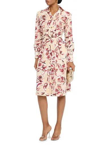 Chiara Boni La Petite Robe Women's Belted Rose Midi-Shirtdress - Multi Pattern | Thumbnail 2 Chiara Boni La Petite Robe Women's Belted Rose Midi-Shirtdress - Multi Pattern | Thumbnail 2