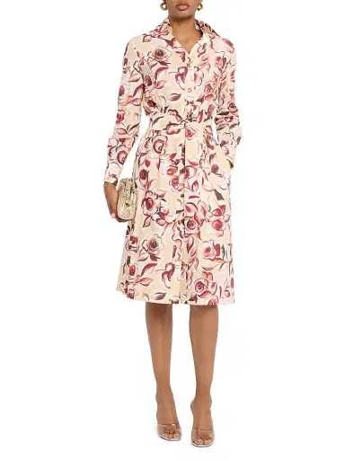 Chiara Boni La Petite Robe Women's Belted Rose Midi-Shirtdress - Multi Pattern | Thumbnail 3 Chiara Boni La Petite Robe Women's Belted Rose Midi-Shirtdress - Multi Pattern | Thumbnail 3