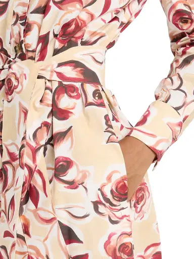 Chiara Boni La Petite Robe Women's Belted Rose Midi-Shirtdress - Multi Pattern | Thumbnail 5 Chiara Boni La Petite Robe Women's Belted Rose Midi-Shirtdress - Multi Pattern | Thumbnail 5