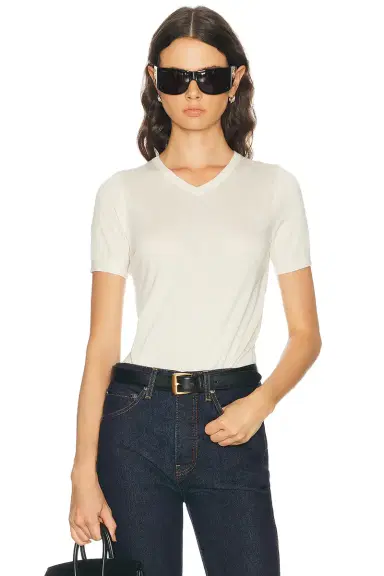 RENGGLI Silk Cashmere V-Neck Knit Tee | Thumbnail 1 RENGGLI Silk Cashmere V-Neck Knit Tee | Thumbnail 1