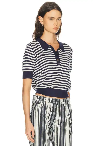 RENGGLI Silk Cashmere Stripe Knit Polo Top | Thumbnail 2 RENGGLI Silk Cashmere Stripe Knit Polo Top | Thumbnail 2