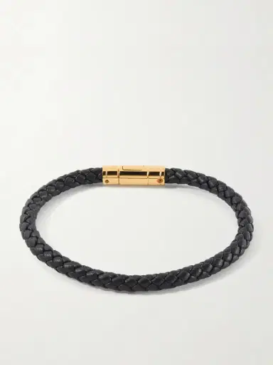 Tom Ford Gold-Tone and Woven Leather Bracelet - Men | Thumbnail 3 Tom Ford Gold-Tone and Woven Leather Bracelet - Men | Thumbnail 3