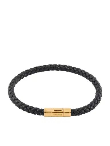 Tom Ford Gold-Tone and Woven Leather Bracelet - Men | Thumbnail 1 Tom Ford Gold-Tone and Woven Leather Bracelet - Men | Thumbnail 1
