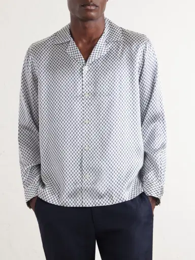 Frescobol Carioca Safra Camp-Collar Printed Silk-Satin Shirt - Men | Thumbnail 3 Frescobol Carioca Safra Camp-Collar Printed Silk-Satin Shirt - Men | Thumbnail 3