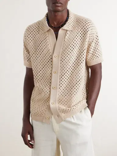 Frescobol Carioca Pinto Crocheted Cotton Shirt - Men | Thumbnail 3 Frescobol Carioca Pinto Crocheted Cotton Shirt - Men | Thumbnail 3