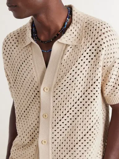 Frescobol Carioca Pinto Crocheted Cotton Shirt - Men | Thumbnail 5 Frescobol Carioca Pinto Crocheted Cotton Shirt - Men | Thumbnail 5