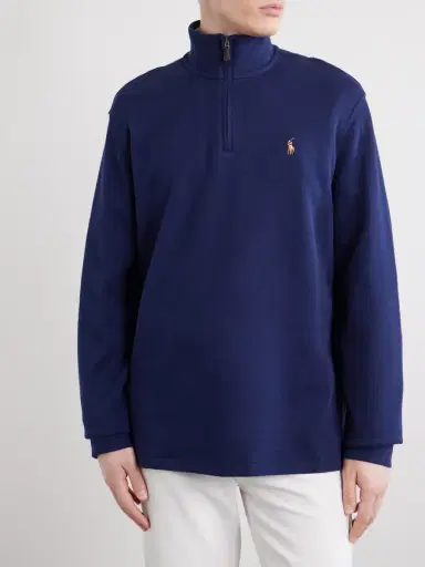 Polo Ralph Lauren Logo-Embroidered Cotton-Jersey Half-Zip Sweater - Men | Thumbnail 3 Polo Ralph Lauren Logo-Embroidered Cotton-Jersey Half-Zip Sweater - Men | Thumbnail 3