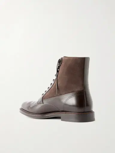 Brunello Cucinelli Suede-Trimmed Leather Lace-Up Derby Boots - Men | Thumbnail 4 Brunello Cucinelli Suede-Trimmed Leather Lace-Up Derby Boots - Men | Thumbnail 4