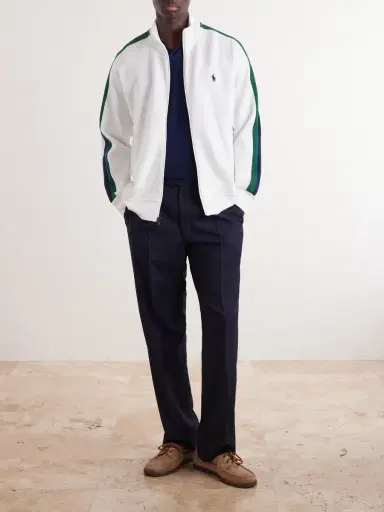 Polo Ralph Lauren Logo-Embroidered Striped Cotton-Jersey Zip-Up Sweatshirt - Men | Thumbnail 2 Polo Ralph Lauren Logo-Embroidered Striped Cotton-Jersey Zip-Up Sweatshirt - Men | Thumbnail 2