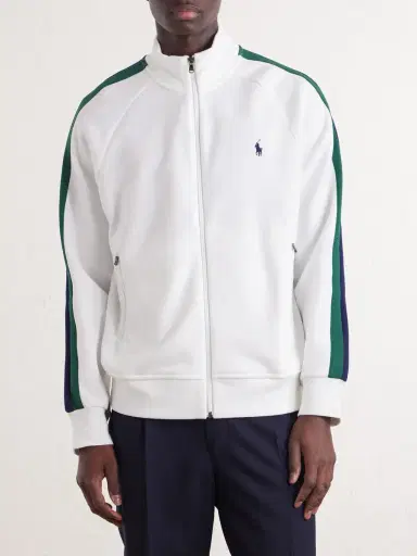 Polo Ralph Lauren Logo-Embroidered Striped Cotton-Jersey Zip-Up Sweatshirt - Men | Thumbnail 3 Polo Ralph Lauren Logo-Embroidered Striped Cotton-Jersey Zip-Up Sweatshirt - Men | Thumbnail 3