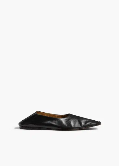 Khaite Marlene Ballerina In Black Glazed Leather | Thumbnail 3 Khaite Marlene Ballerina In Black Glazed Leather | Thumbnail 3