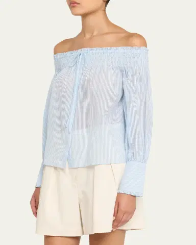 Kobi Halperin Robin Striped Off-Shoulder Boxy Blouse | Thumbnail 4 Kobi Halperin Robin Striped Off-Shoulder Boxy Blouse | Thumbnail 4