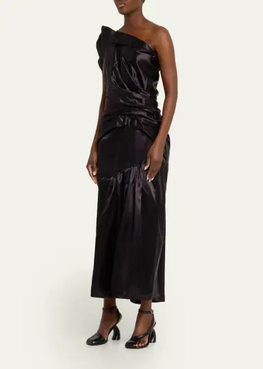 Dries Van Noten Damari One-Shoulder Pleated Dress | Thumbnail 4 Dries Van Noten Damari One-Shoulder Pleated Dress | Thumbnail 4
