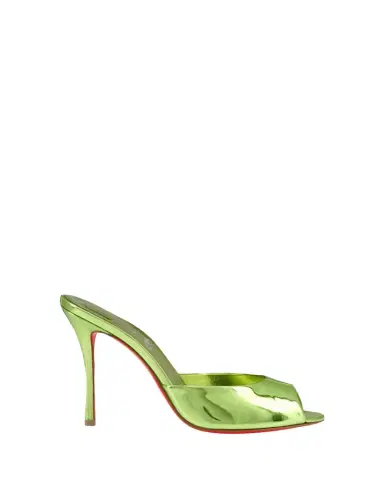 Christian Louboutin 100mm Me Dolly Metallic Leather Slide Sandals | Thumbnail 1 Christian Louboutin 100mm Me Dolly Metallic Leather Slide Sandals | Thumbnail 1