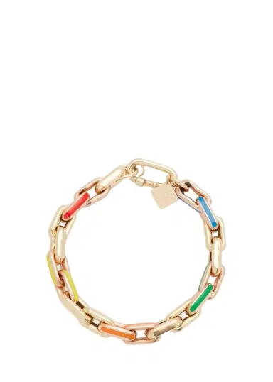 Lauren Rubinski LR3 Small 14k Yellow Gold Bracelet with Rainbow Enamel | Thumbnail 1 Lauren Rubinski LR3 Small 14k Yellow Gold Bracelet with Rainbow Enamel | Thumbnail 1