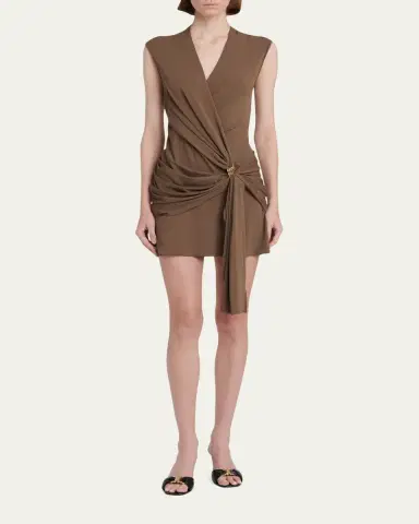 Ferragamo Sleeveless Draped Wrap Jersey Mini Dress | Thumbnail 2 Ferragamo Sleeveless Draped Wrap Jersey Mini Dress | Thumbnail 2
