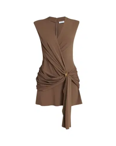 Ferragamo Sleeveless Draped Wrap Jersey Mini Dress | Thumbnail 1 Ferragamo Sleeveless Draped Wrap Jersey Mini Dress | Thumbnail 1
