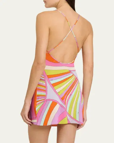 Pucci Iride Cowl-Neck Jersey Satin Mini Dress | Thumbnail 3 Pucci Iride Cowl-Neck Jersey Satin Mini Dress | Thumbnail 3