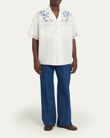 Valentino Garavani Men's Tailored Wide-Leg Denim Jeans | Thumbnail 2 Valentino Garavani Men's Tailored Wide-Leg Denim Jeans | Thumbnail 2