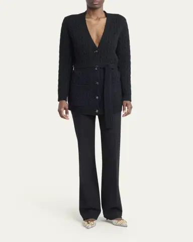 Valentino Garavani V-Logo Cashmere Cable Knit V-Neck Cardigan | Thumbnail 2 Valentino Garavani V-Logo Cashmere Cable Knit V-Neck Cardigan | Thumbnail 2