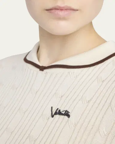 Valentino Garavani Cable Knit Crop Polo Sweater | Thumbnail 5 Valentino Garavani Cable Knit Crop Polo Sweater | Thumbnail 5