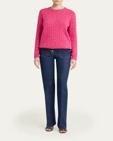 Valentino Garavani Cable Knit Crewneck Sweater | Thumbnail 2 Valentino Garavani Cable Knit Crewneck Sweater | Thumbnail 2