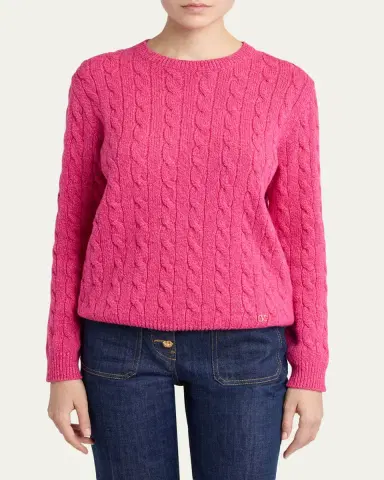 Valentino Garavani Cable Knit Crewneck Sweater | Thumbnail 4 Valentino Garavani Cable Knit Crewneck Sweater | Thumbnail 4