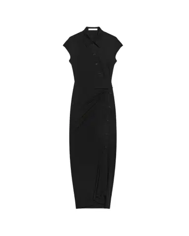 Helmut Lang Short-Sleeve Twist Jersey Midi Dress | Thumbnail 1 Helmut Lang Short-Sleeve Twist Jersey Midi Dress | Thumbnail 1