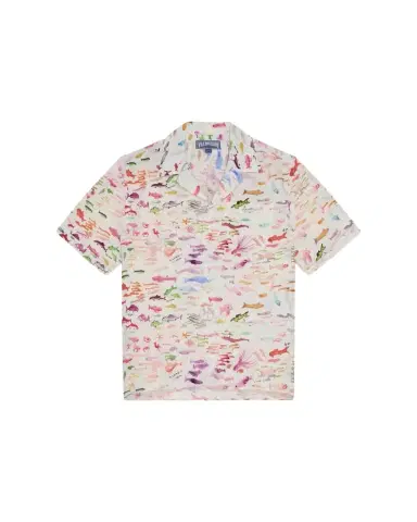 Vilebrequin x Fabrice Hyber Men's Pescador Linen Camp Shirt | Thumbnail 1 Vilebrequin x Fabrice Hyber Men's Pescador Linen Camp Shirt | Thumbnail 1