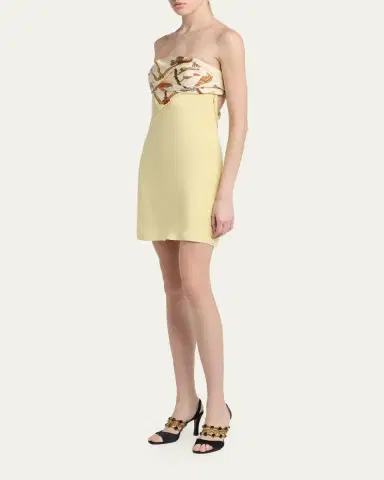 Versace Strapless Printed Scarf Mini Dress | Thumbnail 4 Versace Strapless Printed Scarf Mini Dress | Thumbnail 4