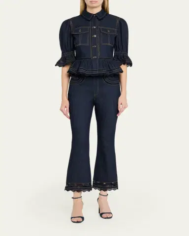 Cinq à Sept Stevie Guipure Lace Crop Flare Jeans | Thumbnail 2 Cinq à Sept Stevie Guipure Lace Crop Flare Jeans | Thumbnail 2