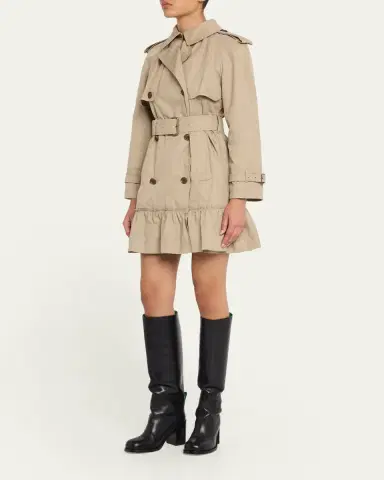 Burberry Ruffle Belted Short Trench Coat | Thumbnail 4 Burberry Ruffle Belted Short Trench Coat | Thumbnail 4