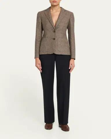 Burberry Prince of Wales Check Wool-Linen Single-Breasted Jacket | Thumbnail 2 Burberry Prince of Wales Check Wool-Linen Single-Breasted Jacket | Thumbnail 2