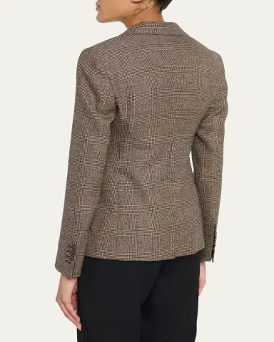 Burberry Prince of Wales Check Wool-Linen Single-Breasted Jacket | Thumbnail 3 Burberry Prince of Wales Check Wool-Linen Single-Breasted Jacket | Thumbnail 3