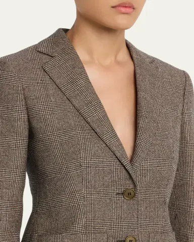 Burberry Prince of Wales Check Wool-Linen Single-Breasted Jacket | Thumbnail 5 Burberry Prince of Wales Check Wool-Linen Single-Breasted Jacket | Thumbnail 5