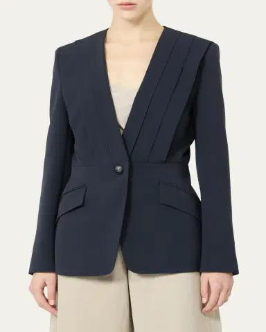Max Mara Pleated Single-Breasted Jacket | Thumbnail 4 Max Mara Pleated Single-Breasted Jacket | Thumbnail 4