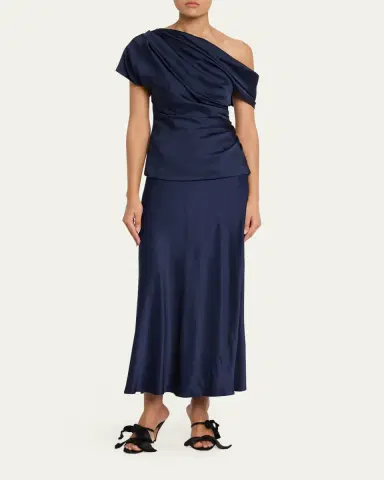 SIMKHAI Phoebe Draped Satin Top | Thumbnail 2 SIMKHAI Phoebe Draped Satin Top | Thumbnail 2