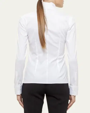 Akris Long-Sleeve Notched-Collar Poplin Blouse | Thumbnail 3 Akris Long-Sleeve Notched-Collar Poplin Blouse | Thumbnail 3