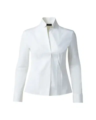 Akris Long-Sleeve Notched-Collar Poplin Blouse | Thumbnail 1 Akris Long-Sleeve Notched-Collar Poplin Blouse | Thumbnail 1