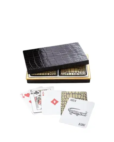 L'Objet Crocodile-Embossed Box with Playing Cards | Thumbnail 1 L'Objet Crocodile-Embossed Box with Playing Cards | Thumbnail 1
