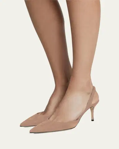 Manolo Blahnik Carolyne Suede Mid-Heel Slingback Pump | Thumbnail 2 Manolo Blahnik Carolyne Suede Mid-Heel Slingback Pump | Thumbnail 2