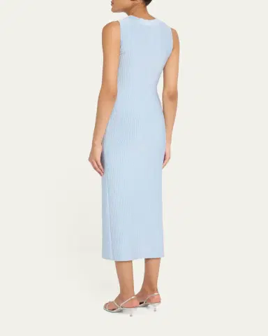 Adam Lippes Eliza Sleeveless Button-Front Rib Midi Dress | Thumbnail 3 Adam Lippes Eliza Sleeveless Button-Front Rib Midi Dress | Thumbnail 3