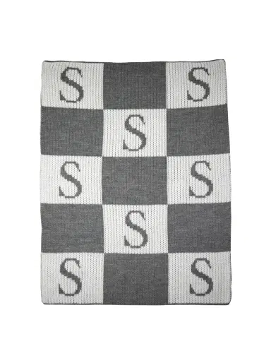 Butterscotch Blankees Personalized Check Colorblock Baby Blanket, Gray | Thumbnail 1 Butterscotch Blankees Personalized Check Colorblock Baby Blanket, Gray | Thumbnail 1