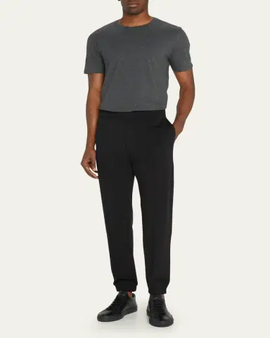 Vince Men's Short-Sleeve Pima Crewneck Jersey T-Shirt, Black | Thumbnail 2 Vince Men's Short-Sleeve Pima Crewneck Jersey T-Shirt, Black | Thumbnail 2
